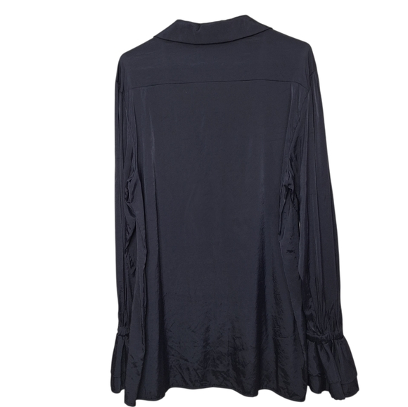 Scarlet Darkness Black Lace-Up Gothic Top | Ruffle Poet Sleeve Blouse | Size M - Picture 9 of 11